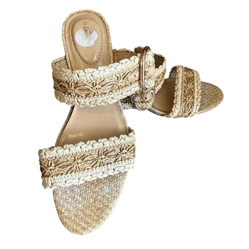 Bandolino Raffia Block Heeled Sandals Natural 6.5